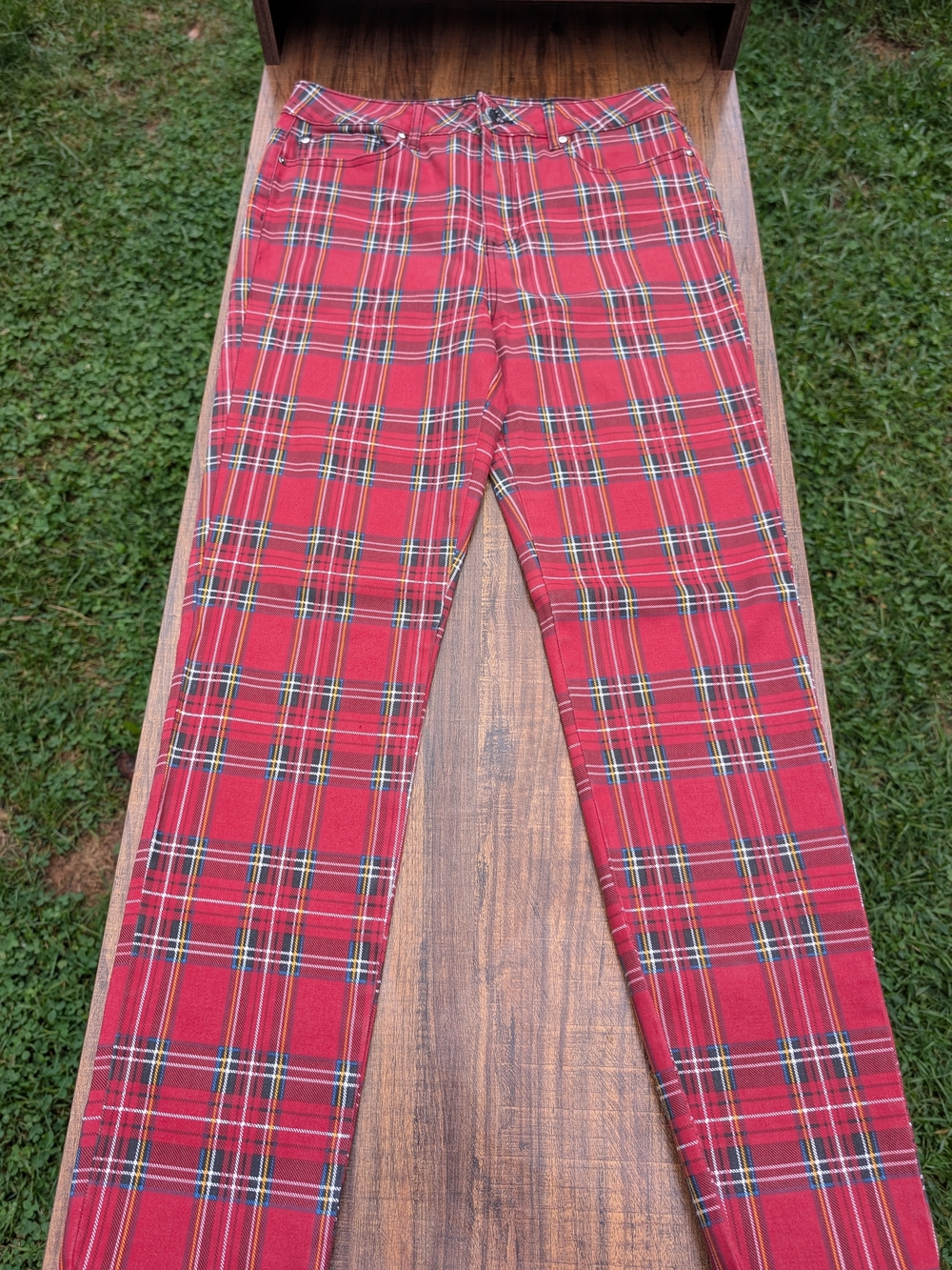Forever 21 Red Plaid Chinos